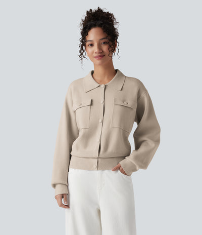 Pocket Long Sleeve Casual Sweater