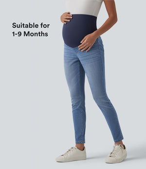 Super High Waisted Skinny 7/8 Maternity Jeans with Pockets
