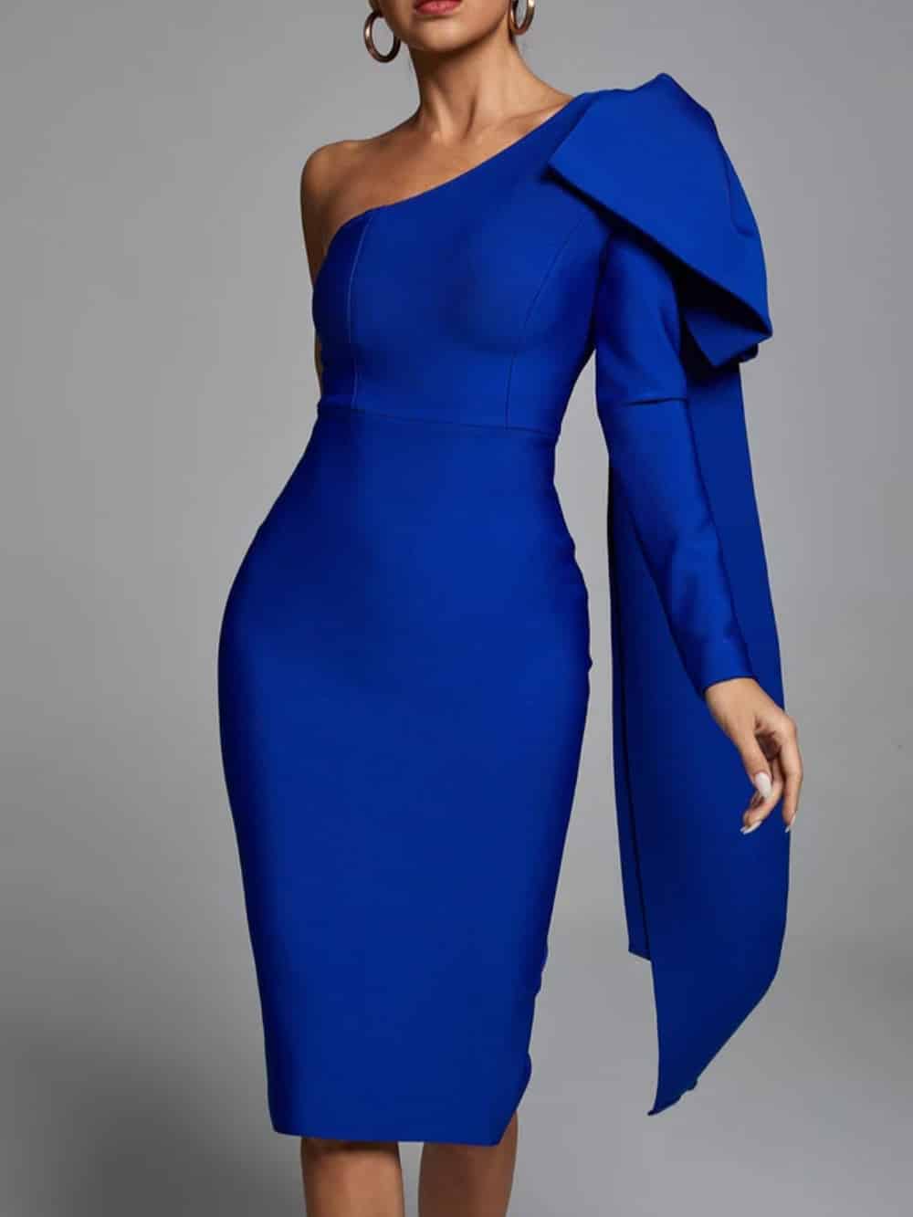One-Shoulder Bandage Midi Dress