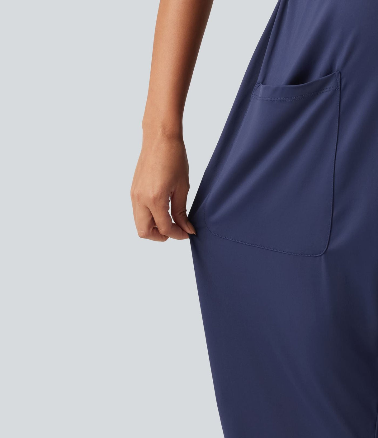 Square Neck Tapered Casual Maternity Jumpsuit with Pockets