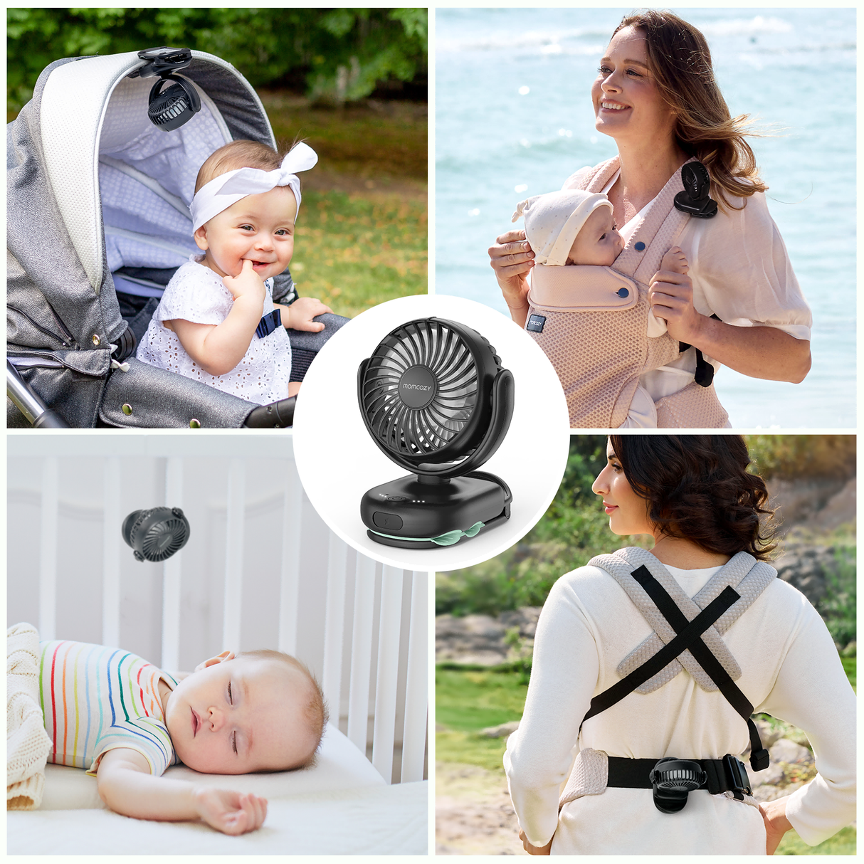 Emma Portable Stroller Fan with Rechargeable Clip Design