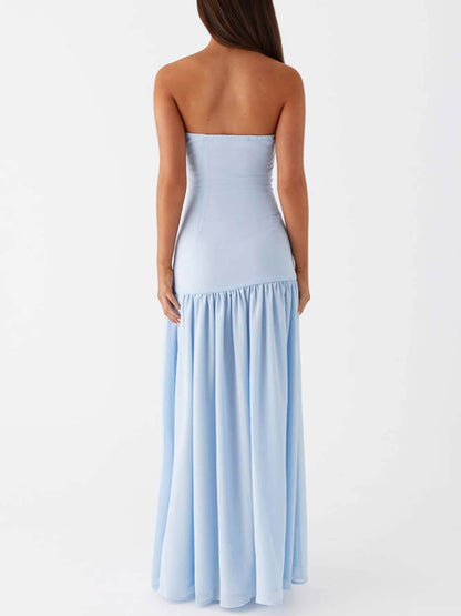 Backless Pleated Maxi Dress