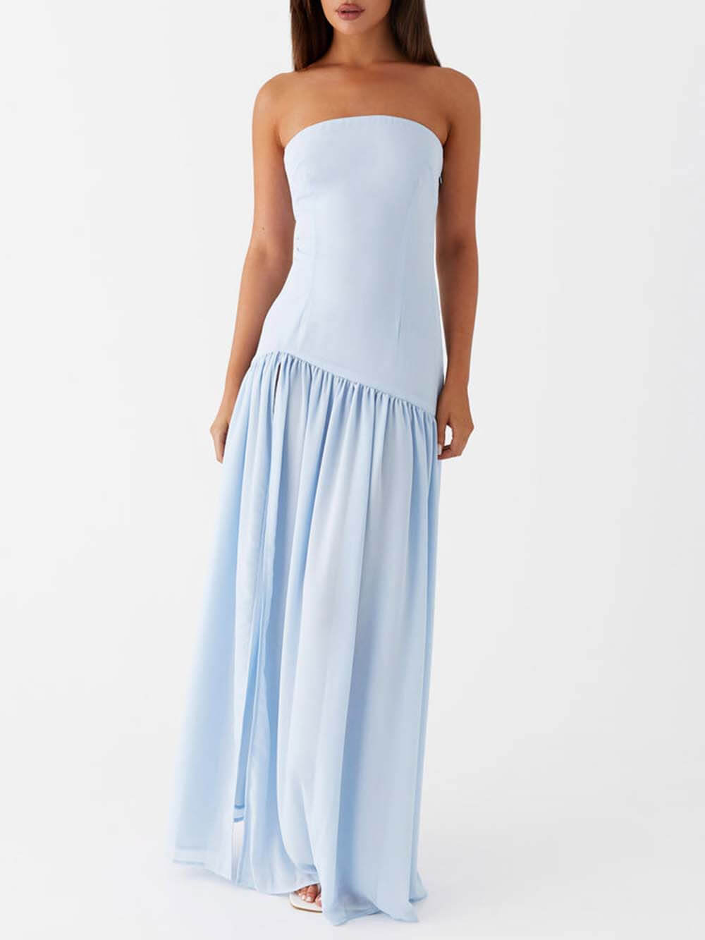 Backless Pleated Maxi Dress