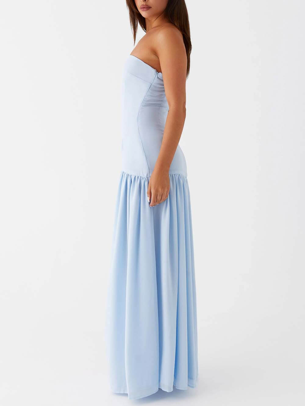 Backless Pleated Maxi Dress