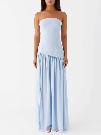 Backless Pleated Maxi Dress