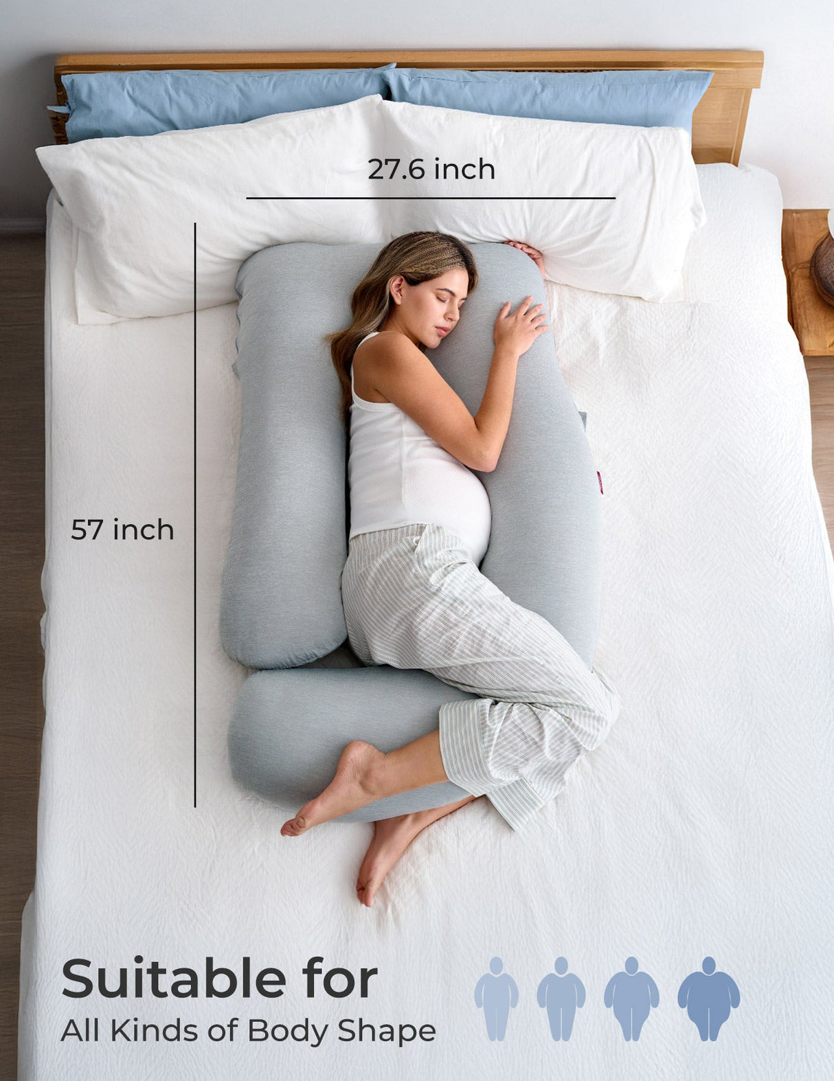 Poma U-Shape Pregnancy Pillow – Plush Maternity Body Pillow for Pregnant Women