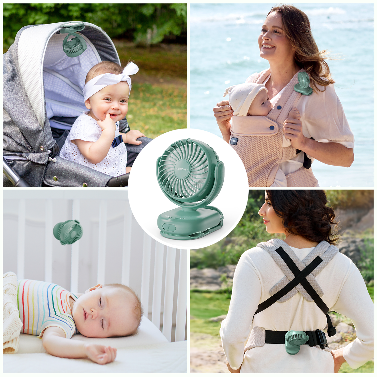 Emma Portable Stroller Fan with Rechargeable Clip Design