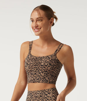 Leopard Print Light Support Square Neck Yoga Sports Bra
