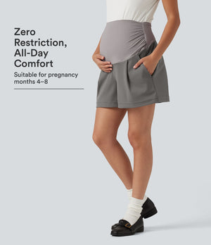 Super High Waisted Work Bagyy Maternity Shorts 4''