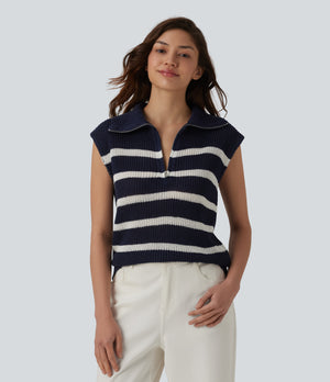 Sleeveless Stripe Sweater