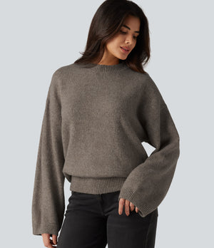 Stand Collar Long Sleeve Work Sweater