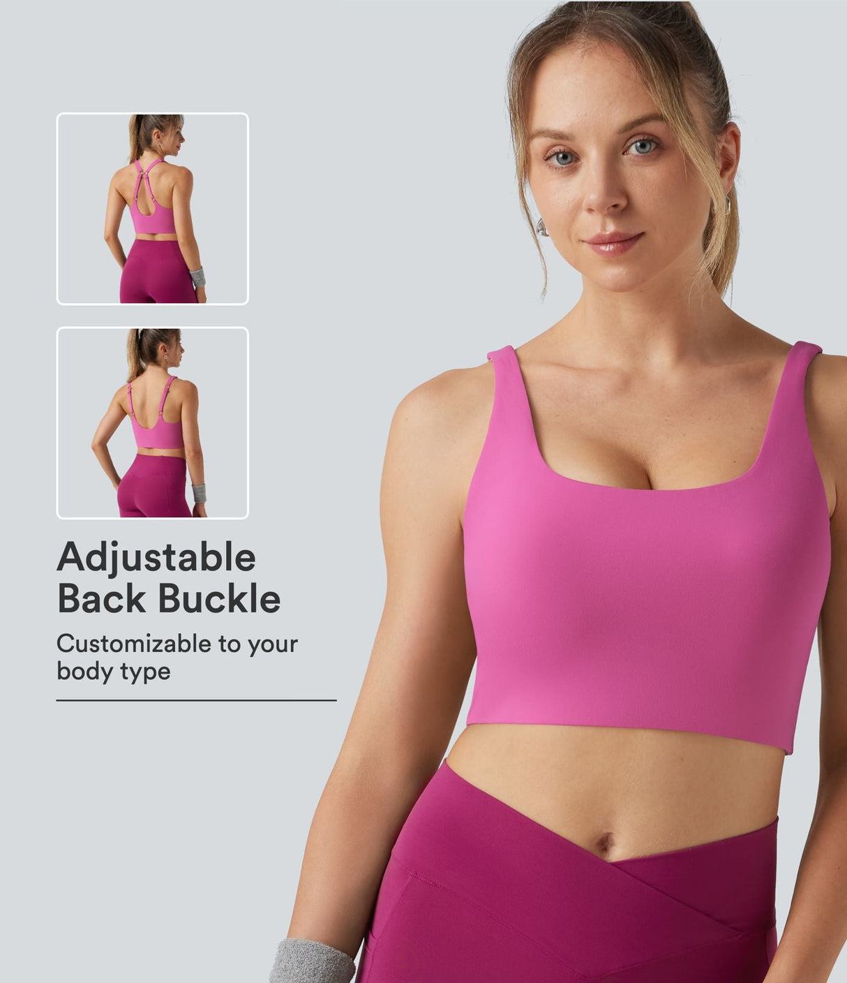 Light Support U-Neck Yoga Sports Bra with Built-in Bra