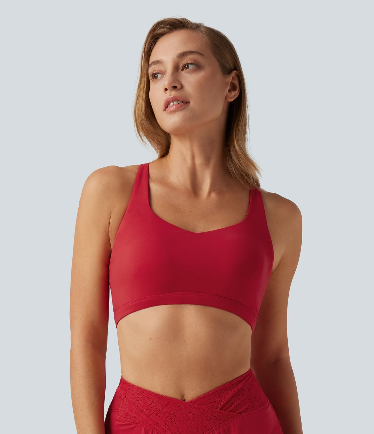 Plush Light Support Built-in Bra Crisscross Yoga Sports Bra