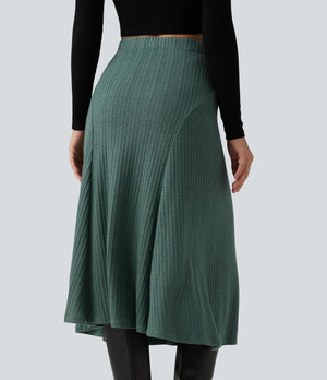 Cable Knit High Waisted A Line Party Midi Skirt