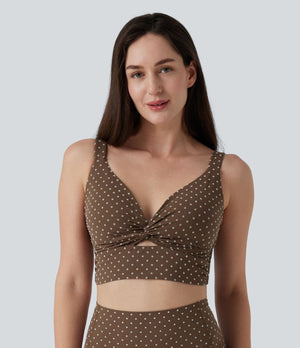 Light Support V-Neck Polka Dot Yoga Sports Bra