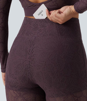 High Waisted Tummy Control Lace Yoga Flare Leggings