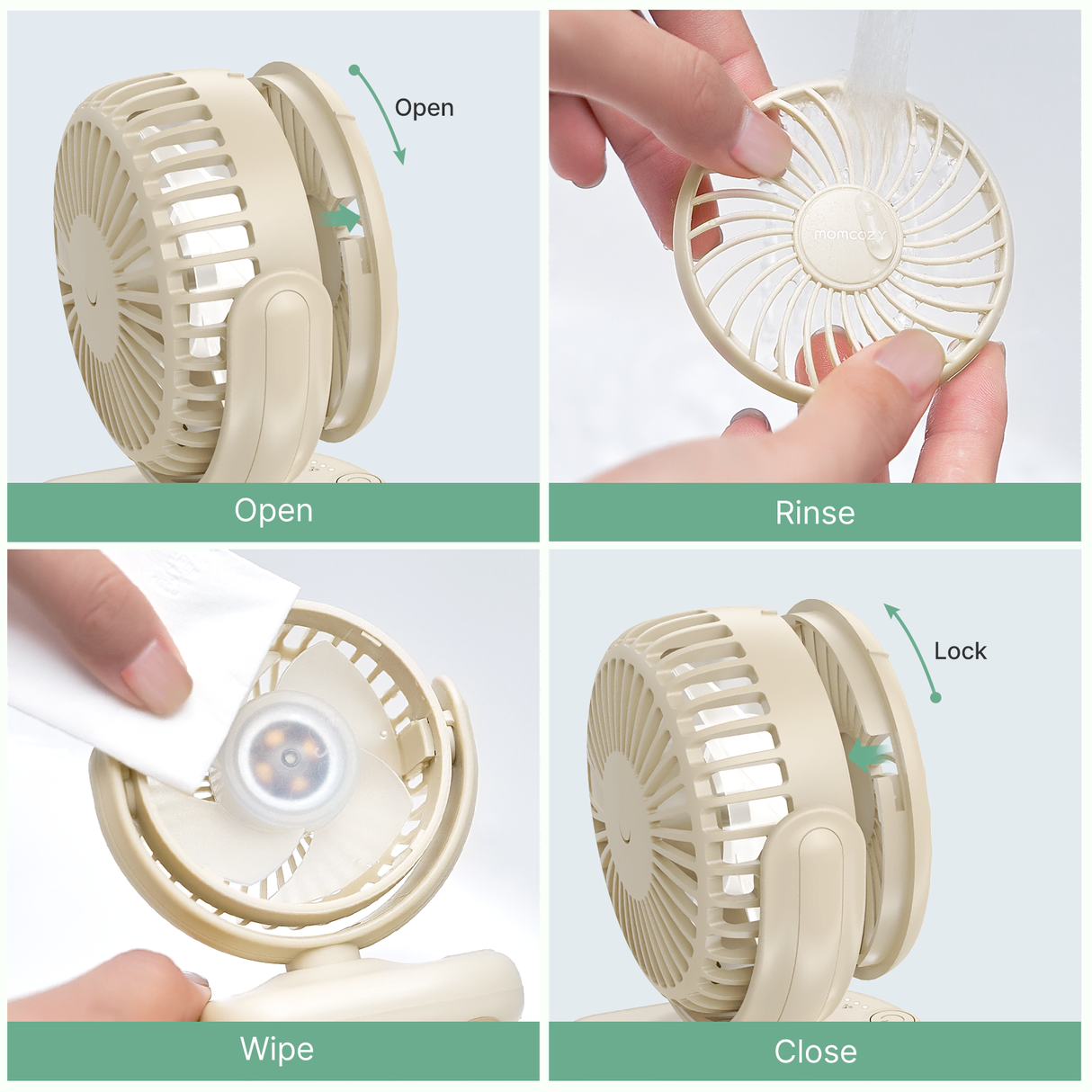 Emma Portable Stroller Fan with Rechargeable Clip Design