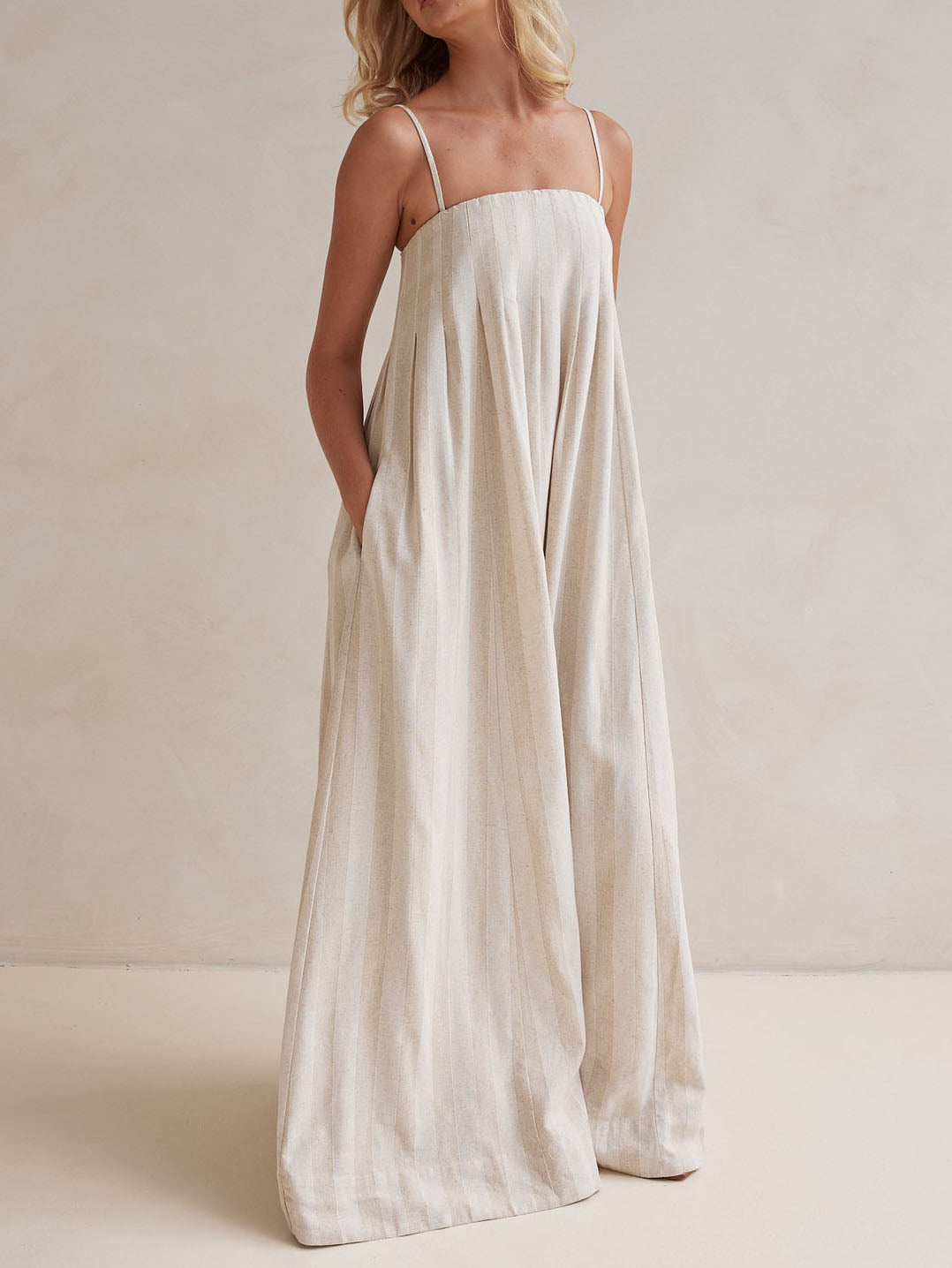 Striped Halter Maxi Dress