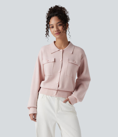 Pocket Long Sleeve Casual Sweater