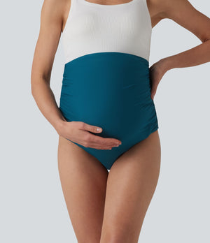 Super High Waisted Ruched Maternity Bikini Bottom Swimsuit