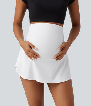 Super High Waisted Mini Tennis Maternity Skirt with Pockets