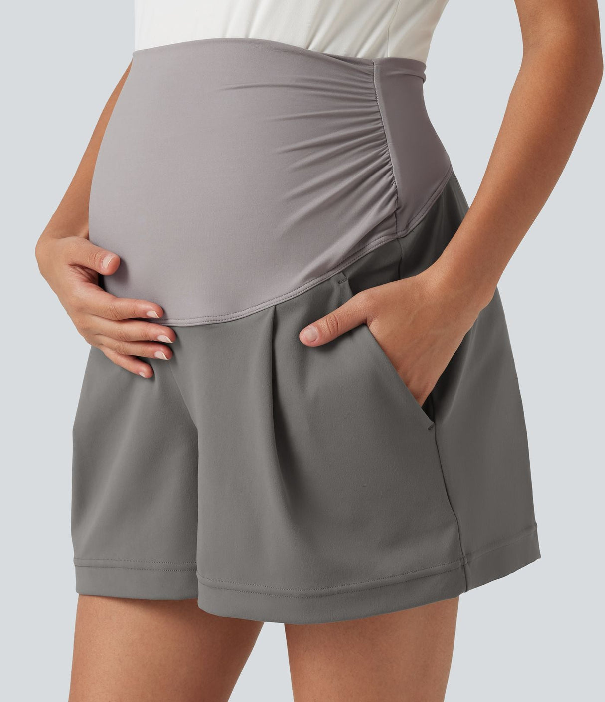 Super High Waisted Work Bagyy Maternity Shorts 4''