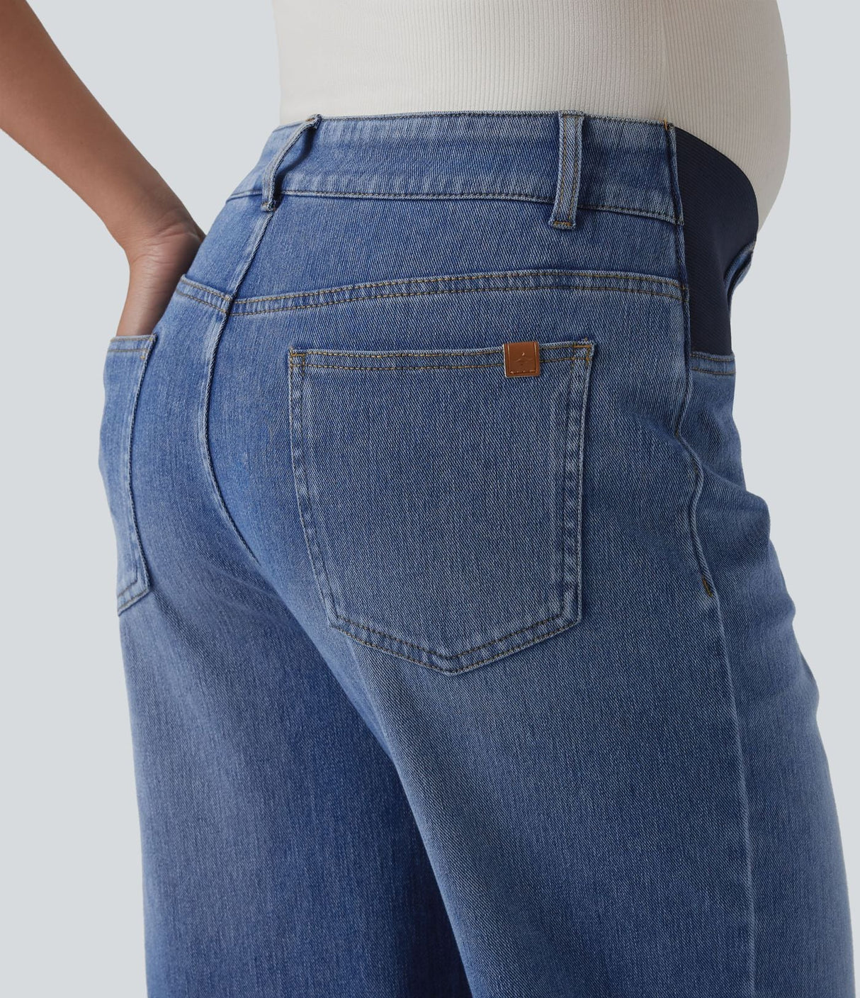 Mid Rise Straight Leg Maternity Casual Jeans with Pockets