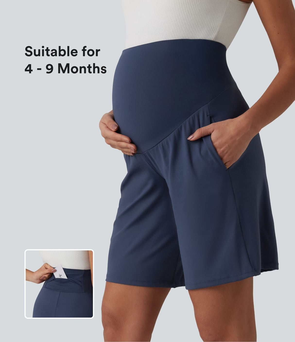 Super High Waisted Yoga Bermuda Maternity Shorts