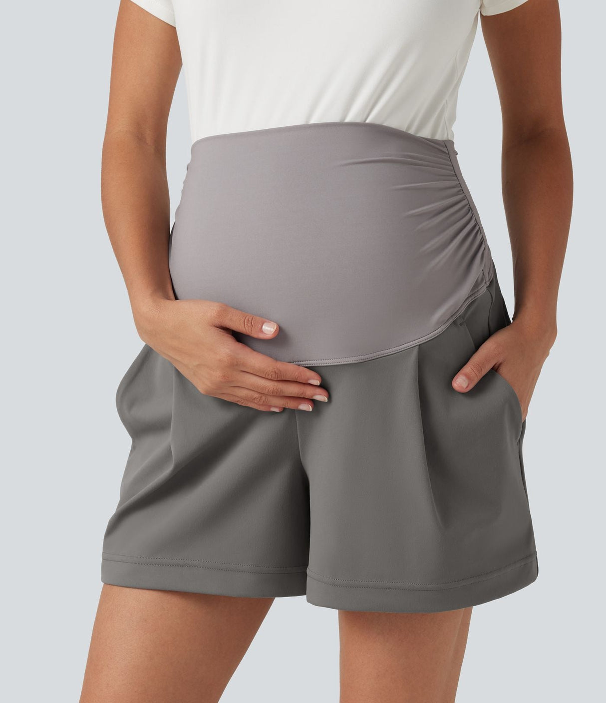 Super High Waisted Work Bagyy Maternity Shorts 4''
