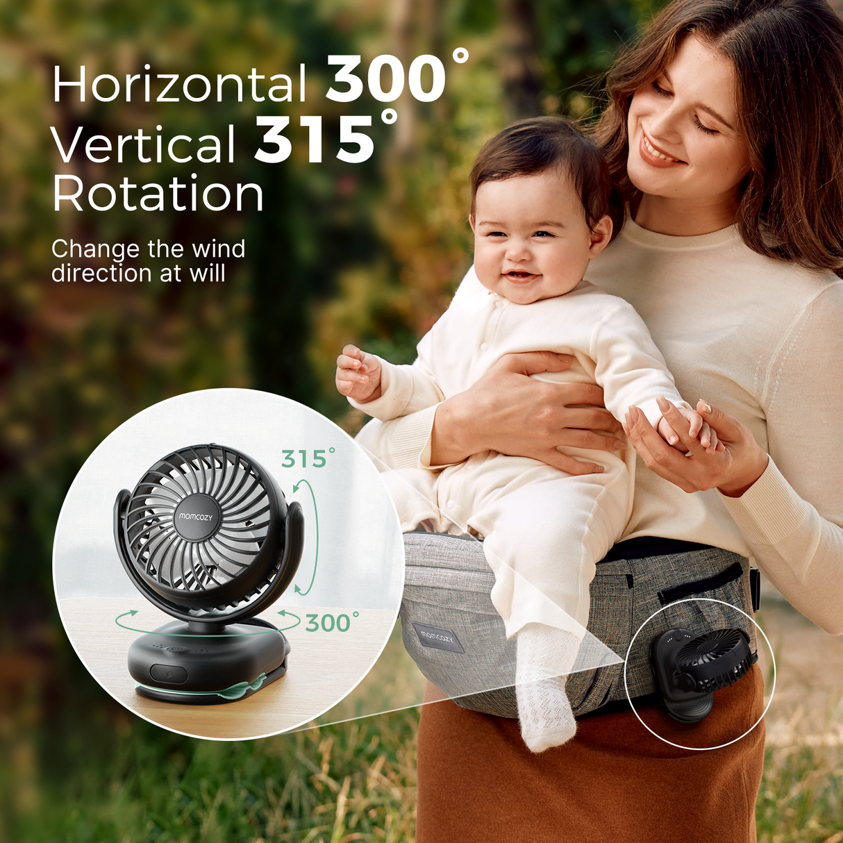 Emma Portable Stroller Fan with Rechargeable Clip Design