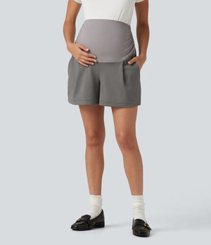 Super High Waisted Work Bagyy Maternity Shorts 4''