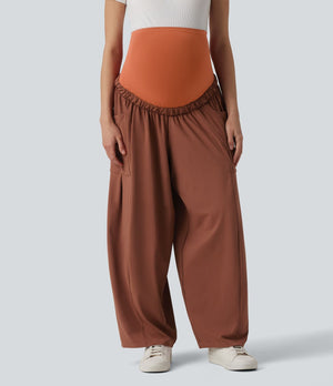 Super High Waisted Maternity Baggy Pants with Pockets
