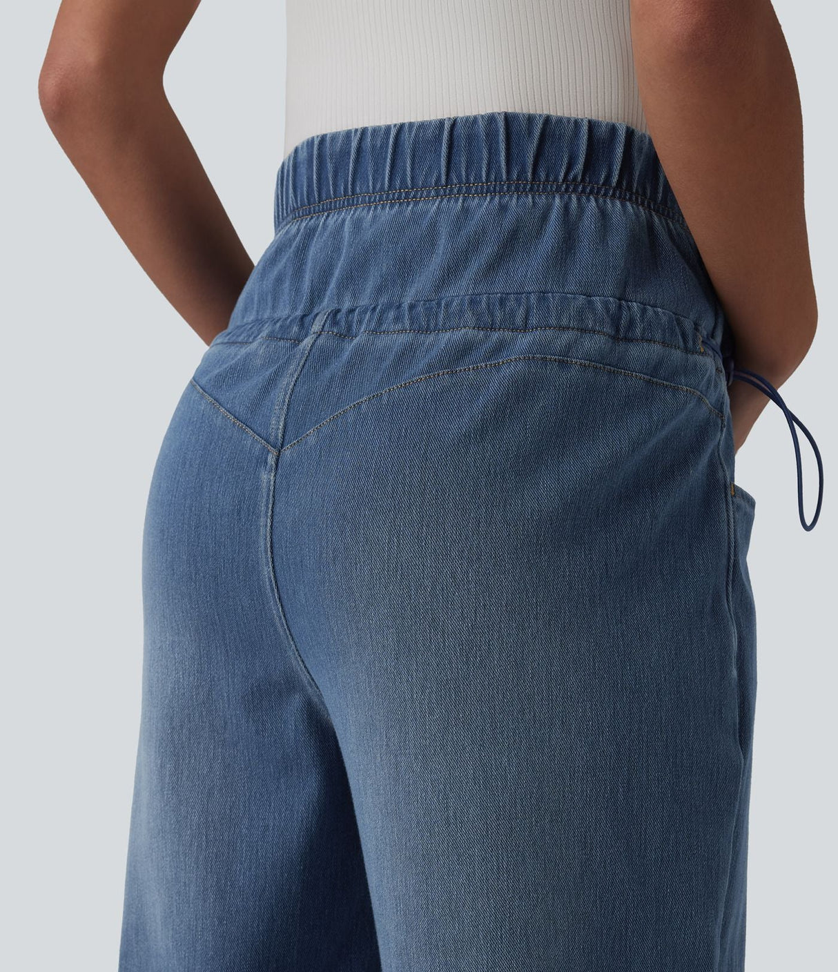 Crossover High Waisted Maternity Baggy Jeans with Pockets
