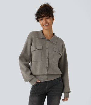 Pocket Long Sleeve Casual Sweater
