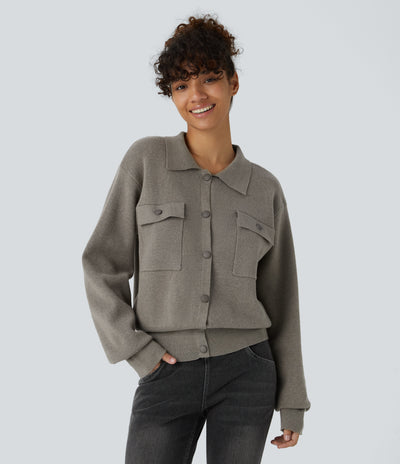 Pocket Long Sleeve Casual Sweater
