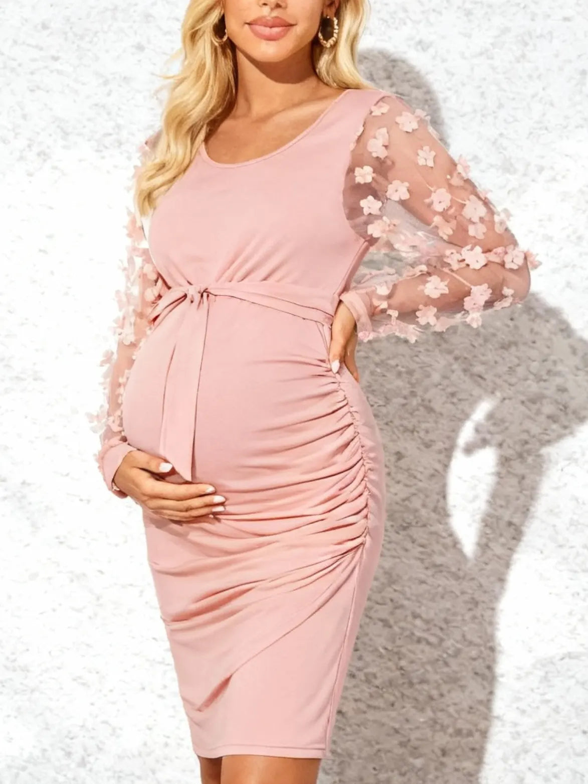 Isabella Floral Mesh Maternity Dress