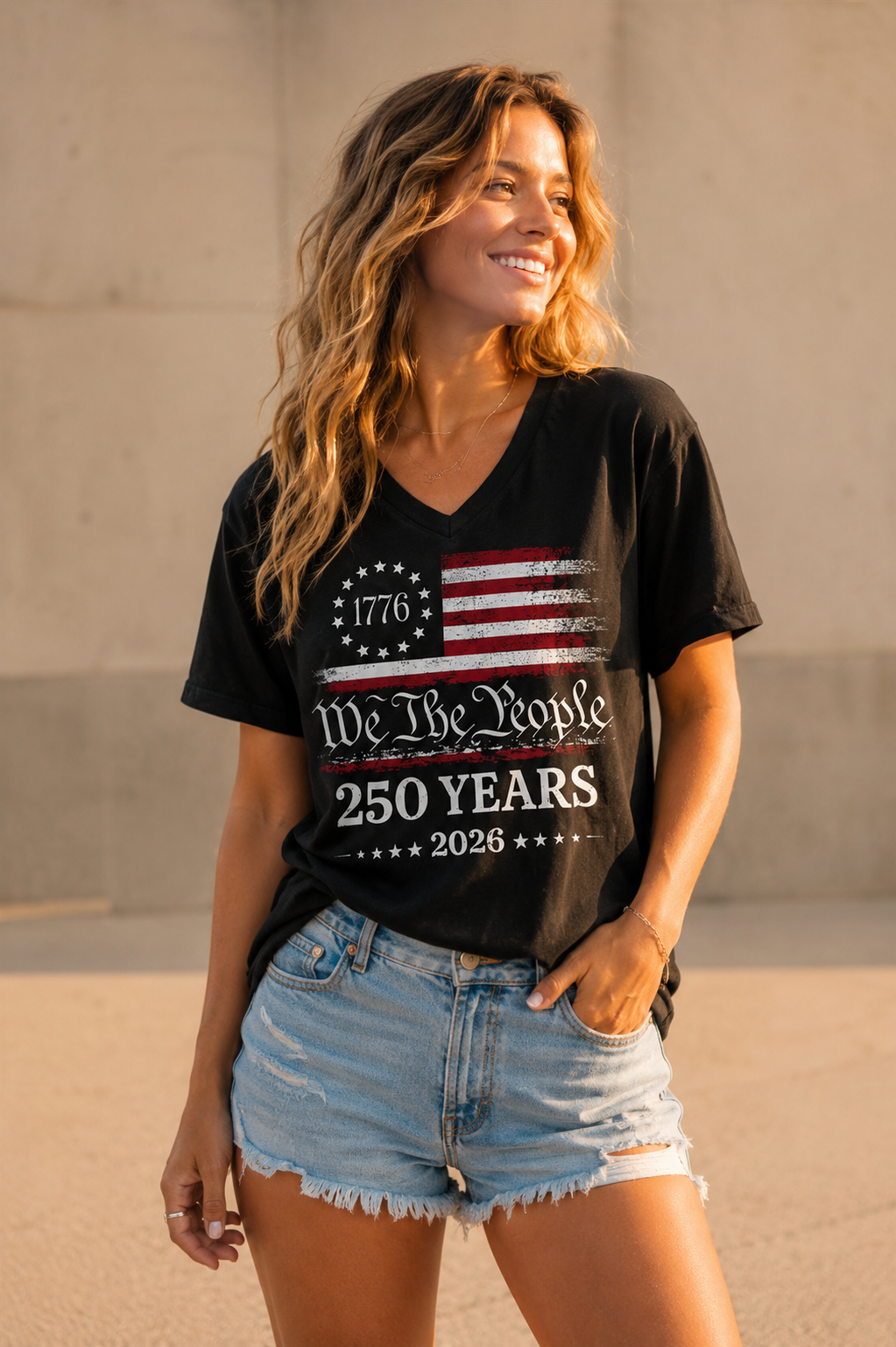NuriBloom USA 250th Anniversary American Flag Mom Tee