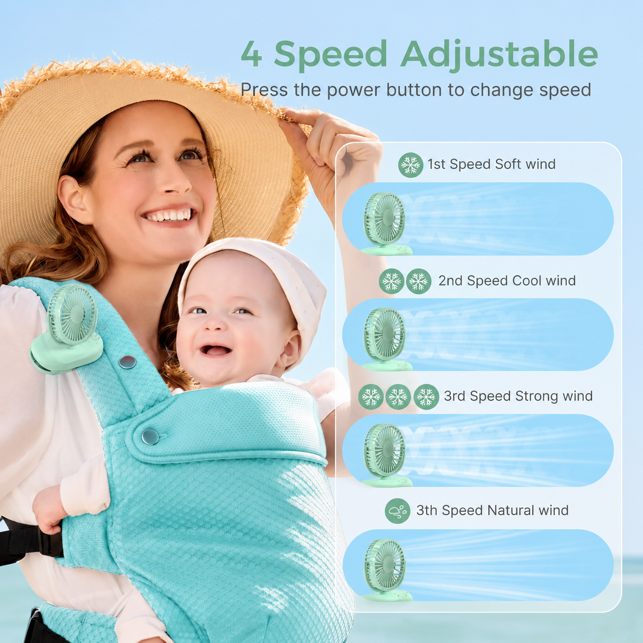 Emma Portable Clip-On Stroller Fan