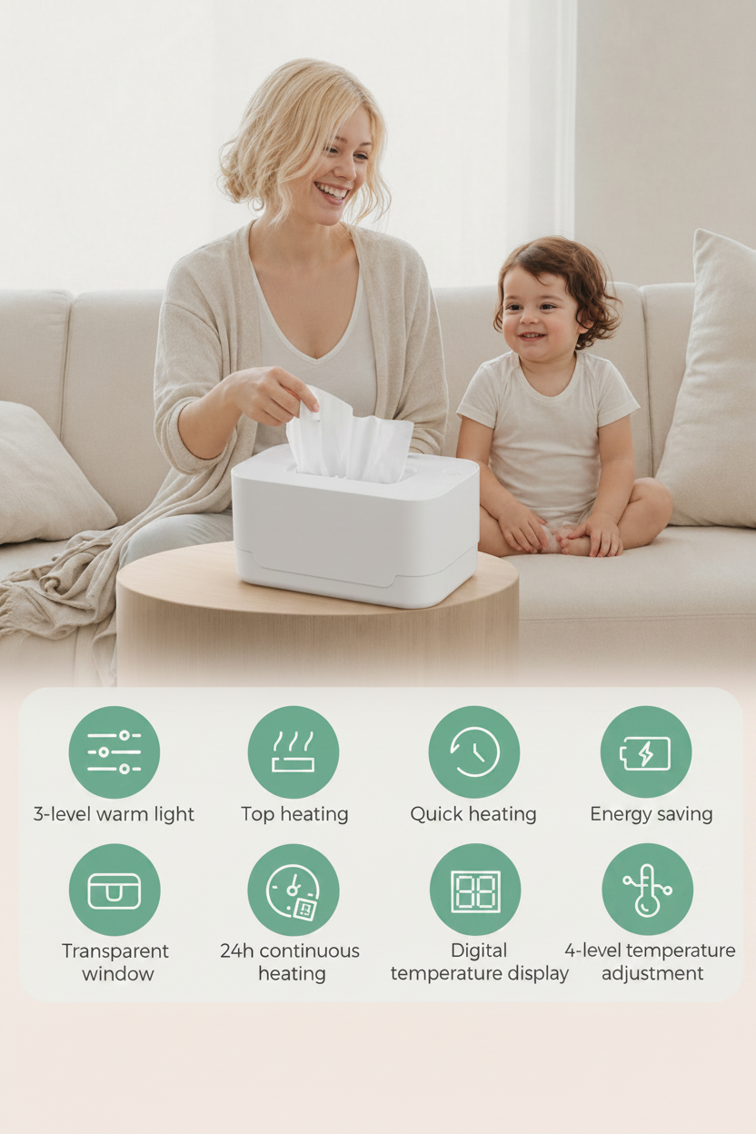 Olivia USB Baby Wipe Warmer with LED Display