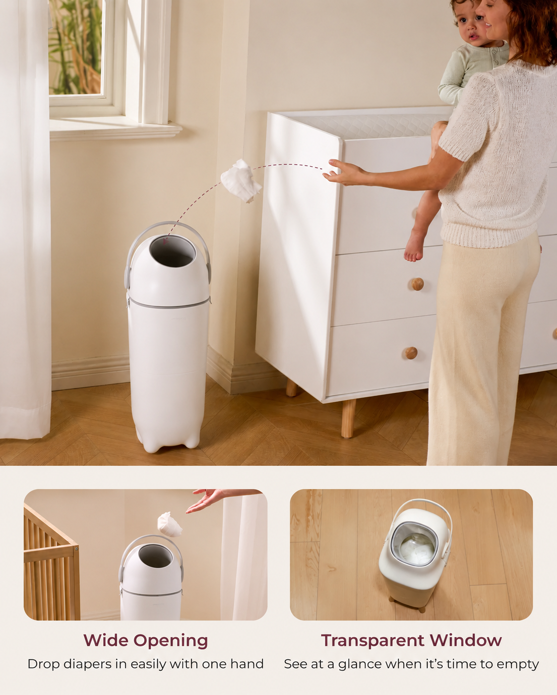 Sophia Triple Seal Odorless Diaper Pail Bin