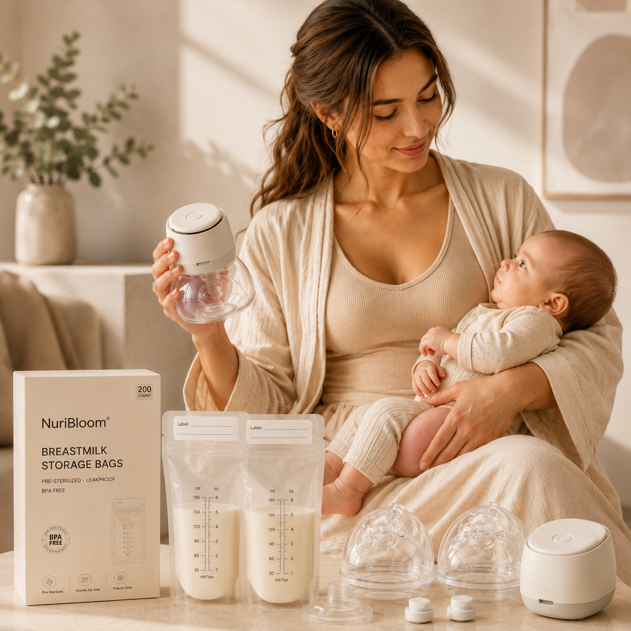 Mona Lightweight Wearable Silicone Electric Breast Pump