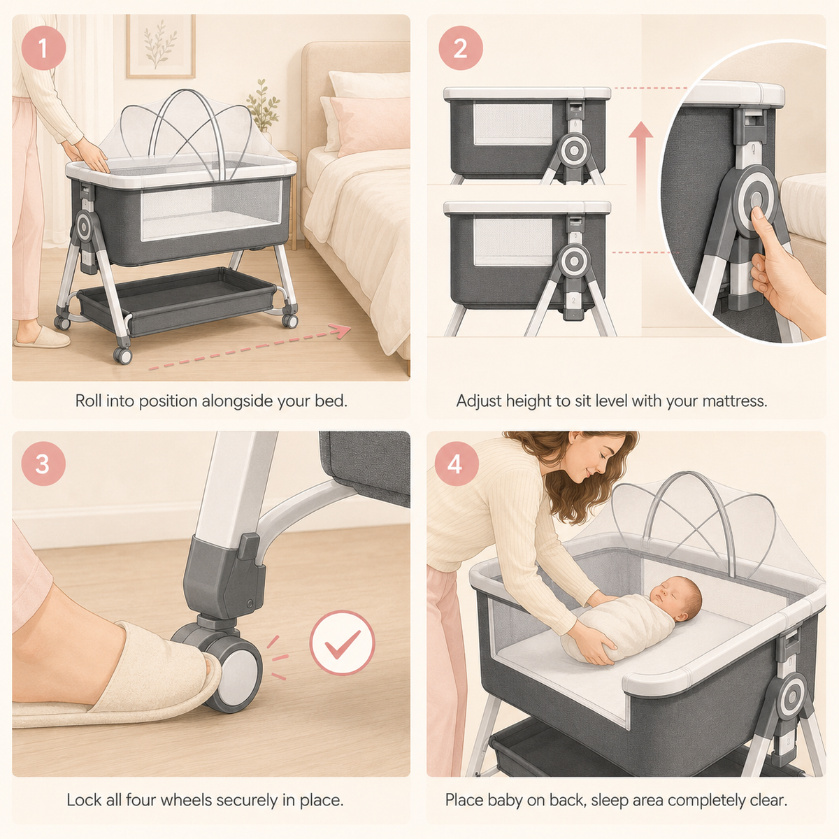 Krona Portable Bedside Baby Bassinet