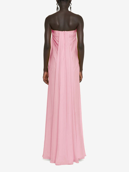 Strapless Pleated Maxi Dress