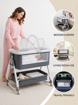 Krona 3-in-1 Portable Baby Nursery Bassinet Bedside Crib