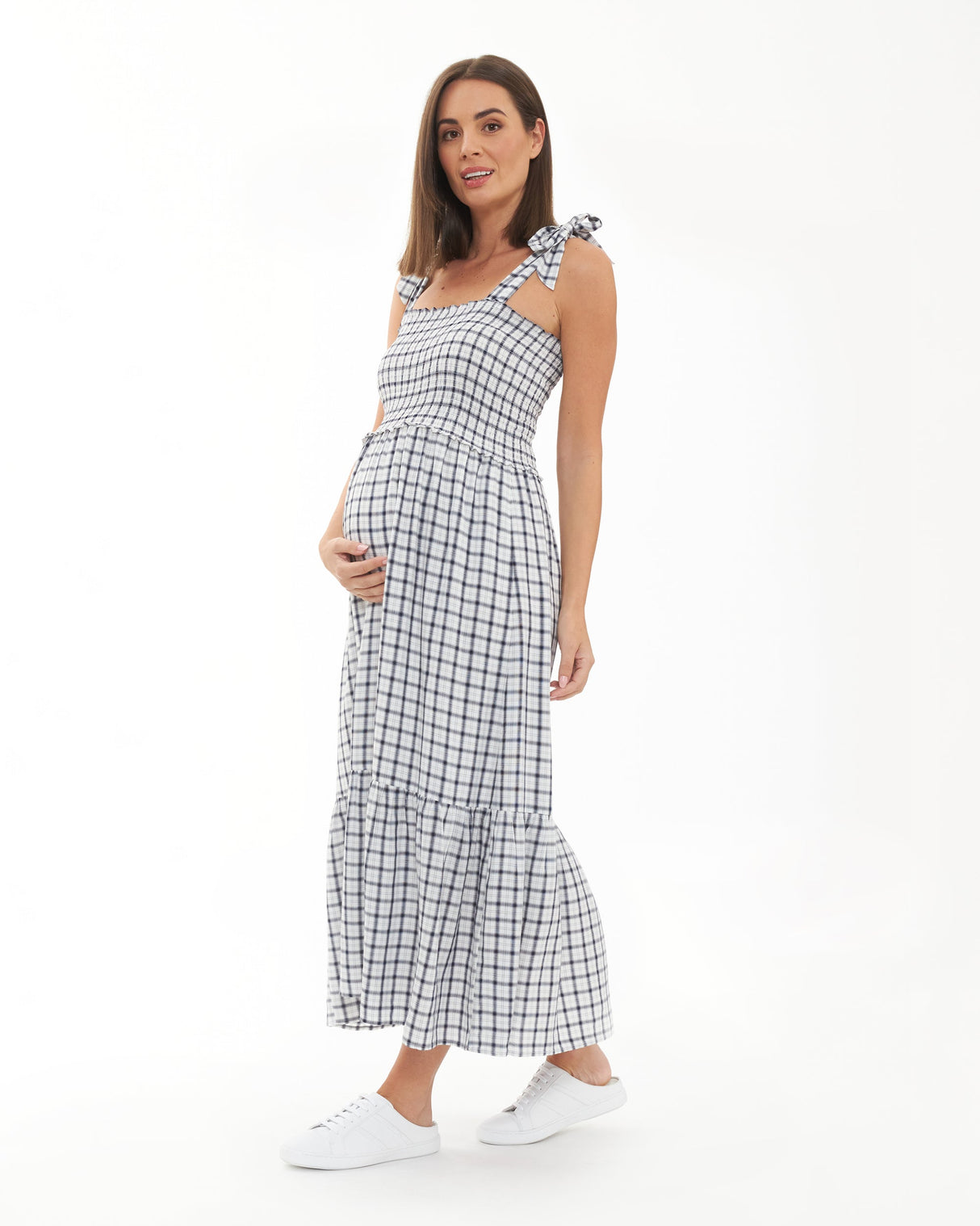 Charlotte Smocked Maternity Maxi Dress