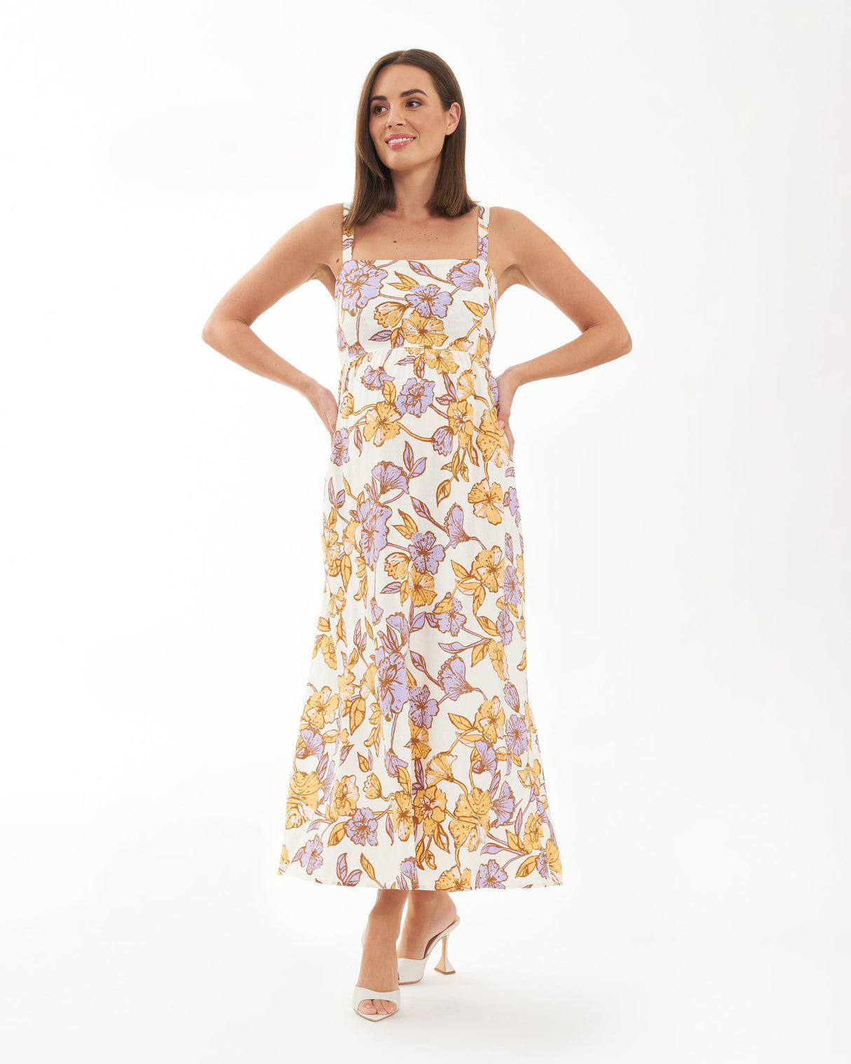 Olivia Tie-Back Linen Maternity Dress