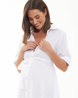 Amelia Maternity Linen Shirt Dress