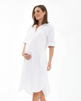 Amelia Maternity Linen Shirt Dress