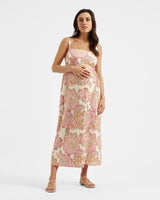 Sophia Tie-Back Linen Maternity Dress