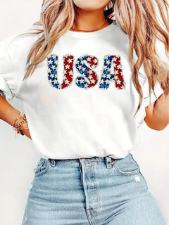 NuriBloom Harper – American Flag Graphic Mom Tee